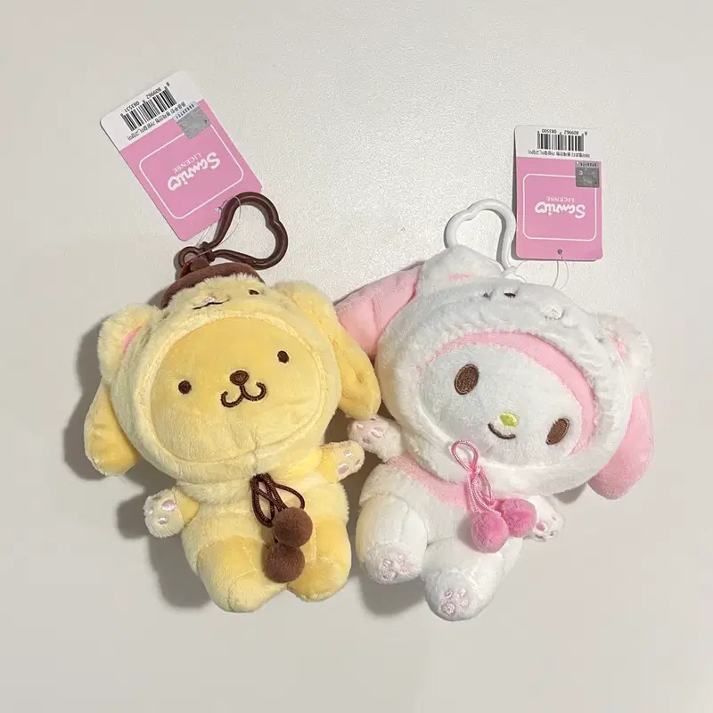 산리오 폼폼푸린 고양이 망토 후드 인형 키링