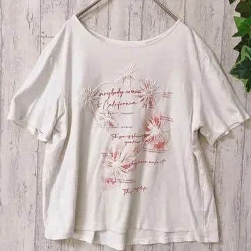 JUDY COLLECTION 꽃 자수 반팔 T셔츠 40 화이트
