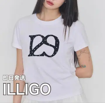 ILLIGO 화이트 반팔 T셔츠 도트 로고 프린트