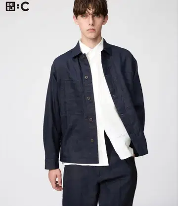 유니클로 UNIQLO 프리미엄 린넨 셔츠 자켓 네이비 XL