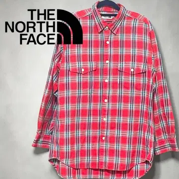 THE NORTH FACE 빨간색 체크 긴팔 셔츠 브라운 택 L