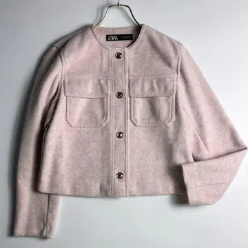 새상품급 ZARA 자라 노카라 골드 버튼 소프트 자켓 핑크 S