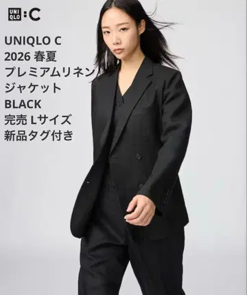 UNIQLO C 프리미엄 린넨 자켓 블랙 L BLACK 택 포함 새상품