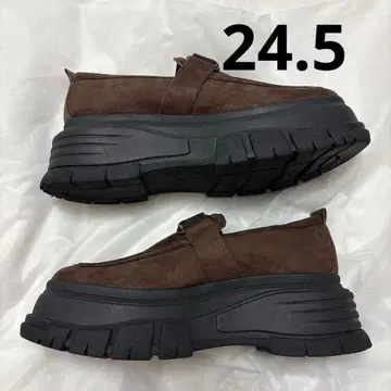 [새상품급] ZARA 플랫폼 밑창 로퍼 통굽 스웨이드 브라운