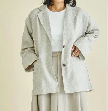 린넨풍 라이트 그레이 더블 버튼 자켓