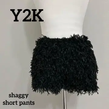 y2k 숏팬츠 샤기 니트 팬츠 핫팬츠 샤기 팬츠 블랙