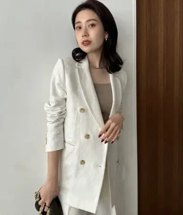 anuans 린넨 더블 테일러드 자켓