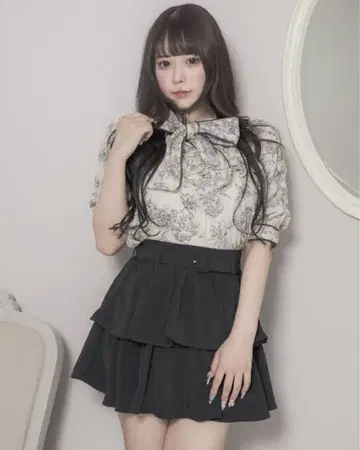 pium 토와르 드 주이 파이핑 보타이 블라우스