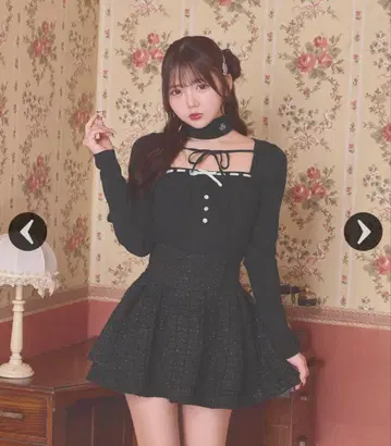 미셸 마카롱 팬시 트위드 스커트 블랙 M