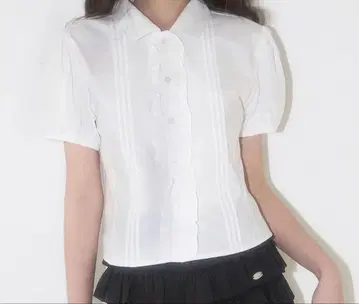 ILLIGO 핀턱 프릴 블라우스 화이트