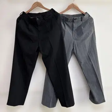 UNIQLO 턱 와이드 팬츠 블랙 그레이 2세트