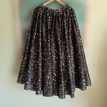Erdem 플레어 스커트 블랙/핑크/화이트 도트