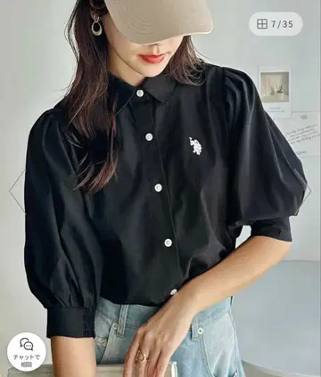 US 폴로 ASSN 퍼프 슬리브 블라우스