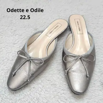 [ Odette e Odile ] 실버 가죽 플랫슈즈 리본 일본제