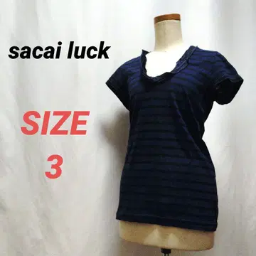 sacai luck 사카이 럭 보더 티셔츠 네이비 여성용