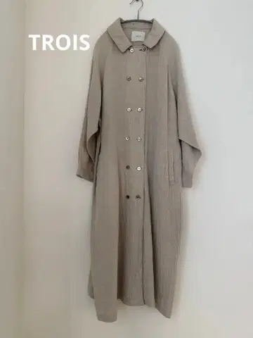 TROIS 트로와 린넨 롱 코트 베이지 프렌치 브뤼