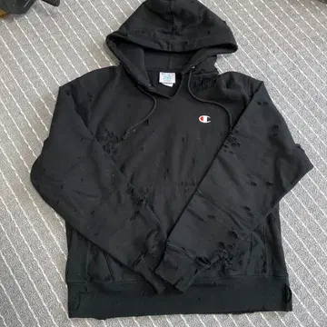 Champion Reverse Weave 블랙 데미지 있음