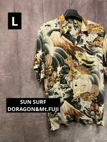 SUN SURF 선서프 DORAGON&Mt.FUJI 알로하 셔츠 L