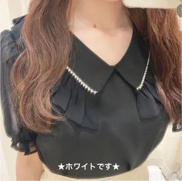 에블린 옷깃 쉬폰 BS 화이트