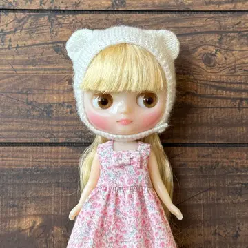 미디 브라이스 아웃핏 곰 고양이 보닛 모헤어 니트 화이트