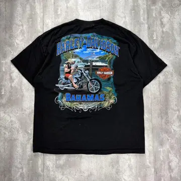 할리데이비슨 양면 프린트 프린트 로고 T셔츠 블랙 6755