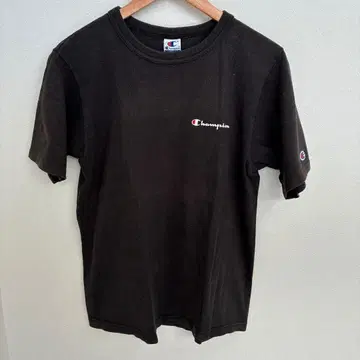 멋진 90'S USA제 Champion 가슴 로고 프린트 T 블랙 M