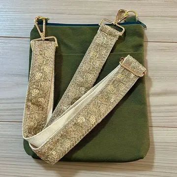 미사용 새상품 인도 자수 벨트 사코슈 카키 백 스마트폰 홀더