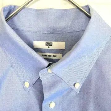 UNIQLO 슈퍼 논아이론 셔츠 XL 블루 계열 넉넉함 새상품급