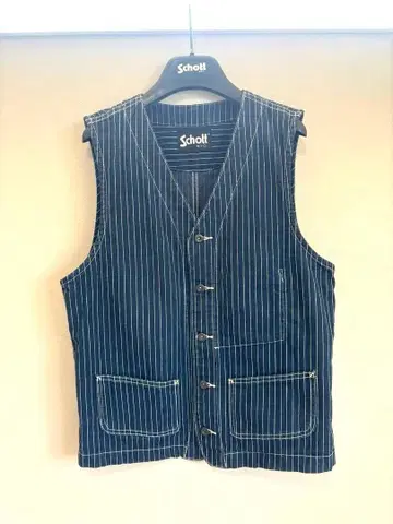 Schott 히코리 데님 베스트 네이비 M