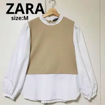 ZARA 이소재 튜닉 블라우스 플리츠 셔츠 베이지 화이트 긴팔