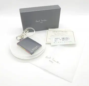 폴스미스 Paul Smith 가죽 플레이트 키링 소가죽 네이비 계열