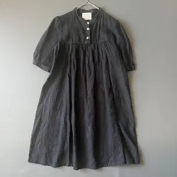 오넷 린넨 개더 원피스 튜닉 밴드 카라 폴란드제