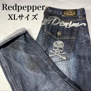 [초레어] Redpepper 데님 팬츠 Y2K 자수 XL 빅 사이즈