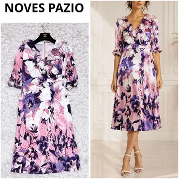 새상품 NOVESPAZIO 꽃무늬 원피스 꽃무늬 프릴 카슈쿨 드레스