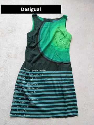 Desigual 슬리브리스 원피스 그린