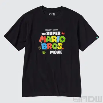 슈퍼 마리오브라더스 영화 티셔츠 2장 세트 M.L 블랙 UNIQLO