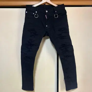 DSQUARED2 블랙 바이커 데님