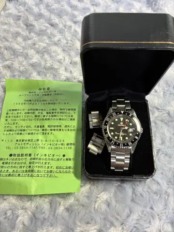 INCIPIO 라운드 GMT 손목시계 블랙 다이얼 데이트