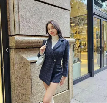 RANDY 란디 글로스 트위드 콤비네존 네이비
