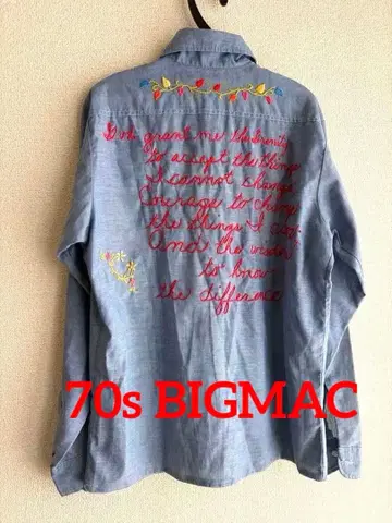 70s BIGMAC 샴브레이 셔츠 빈티지 jcpenny 자수 귀 포함