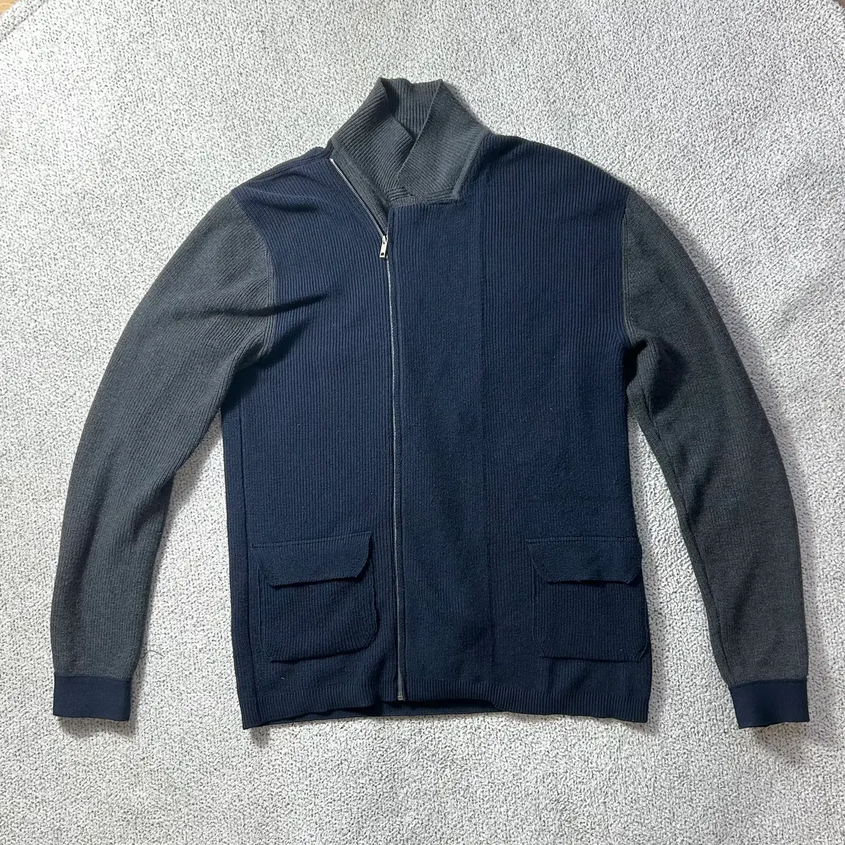 44,46] Mihara Yasuhiro Knit Zip-up Cardigan Padded Black | Bunjang