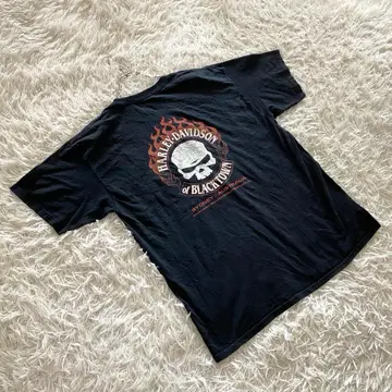 HARLEY DAVIDSON [ XL ] 파이어 패턴 x 스컬 티셔츠
