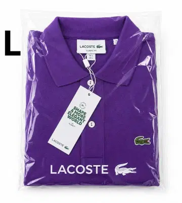 LACOSTE 퍼플 피케 셔츠 L1212 L 사이즈 새상품 택 포함.