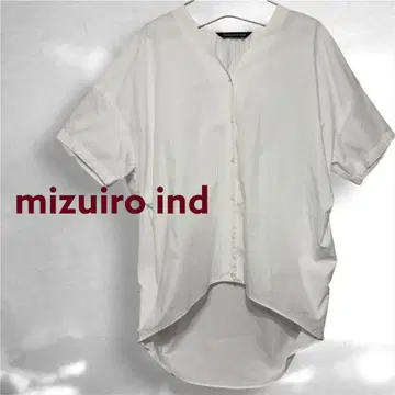 mizuiroind 블라우스 풀오버 V넥 반팔 코튼 화이트