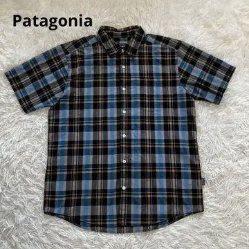 Patagonia Fezzman Shirt 체크 반팔 셔츠 블루 M