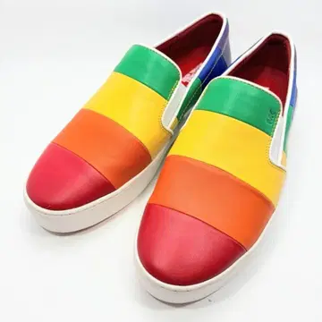 마이클코어스 천연 가죽 레더 레인보우 통굽 슬립온 25cm