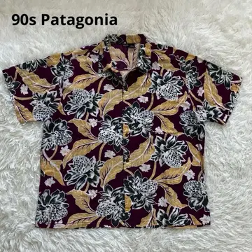 90s 파타고니아 꽃무늬 반팔 셔츠 레드 L