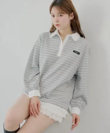 Chico 옷깃 레이스 라거 셔츠 그레이