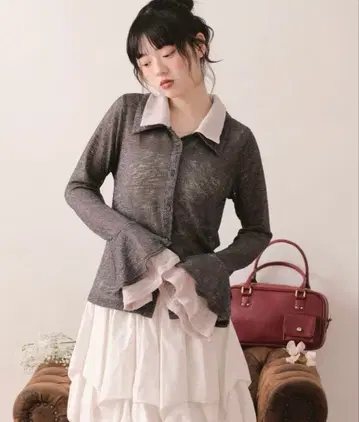 [ loin nuit ] 시어 레이어드 칼라 상의