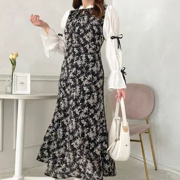 apres jour 프론트 리본 마무 루크 원피스 블랙